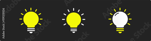 Lamp icon, Lit Electric Light bulb, Lamp icon, on withe background.