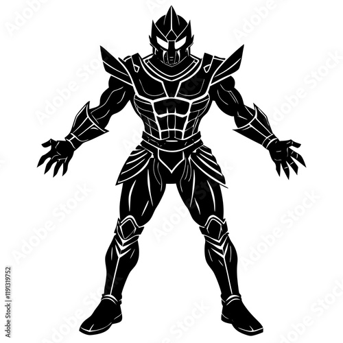 Action Figure Silhouette on White Background