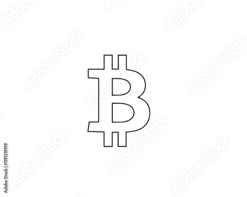 bitcoin line icon with white background vector stock illustration