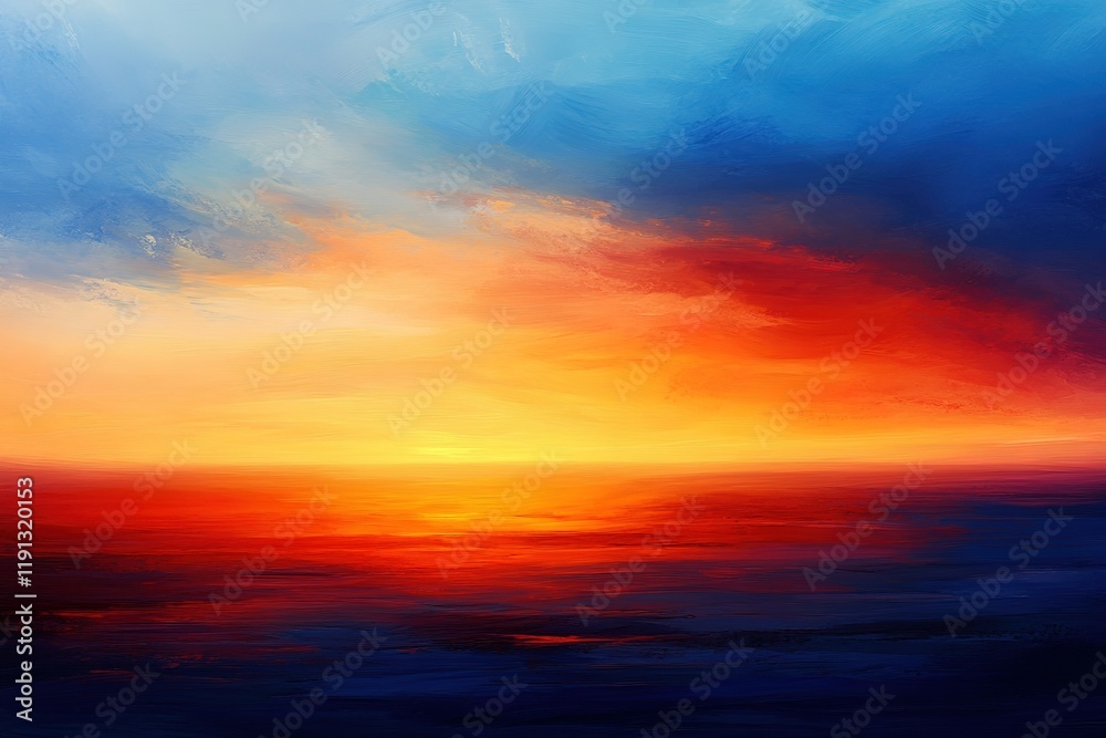 Obraz premium Vibrant sunset over a calm ocean.