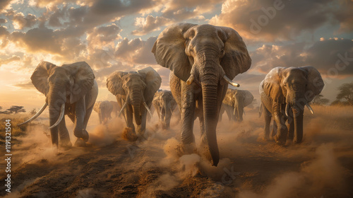 A herd of elephants, photography, daylight, ultra realistic photography.