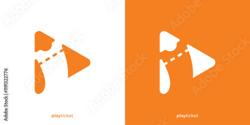 Simple Play Ticket Logo. Play Button Graphics and Ticket Icons. Ticket Logo Creative and Templates.