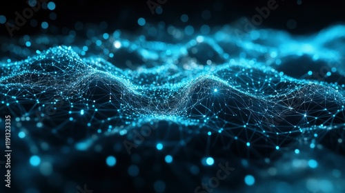 Abstract Digital Landscape Network Connection and Data Flow Visualization