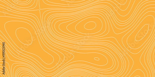 Vintage outdoors style white wave paper curved reliefs abstract orange background, vector seamless topographic map contour line background geographic abstract grid cartography relief map.