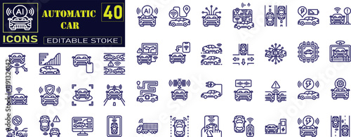Automated Driving Car icon. Autonomous Vehicle, Driverless Car, Self Driving Tech, Robotic Vehicle, Self Driving .