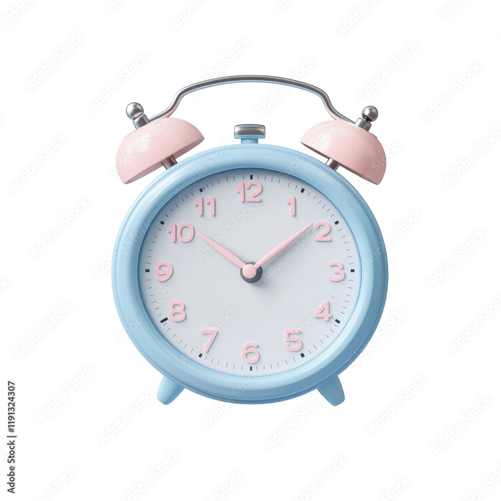 3D pastel blue alarm clock with pink bells featuring a retro design. Charming decorative element, ideal for creating a playful and nostalgic atmosphere. Isolated on transparent background, png. 3D pastel blue alarm clock with pink bells featuring a retro design. Charming decorative element, ideal for creating a playful and nostalgic atmosphere. Isolated on transparent background, png.