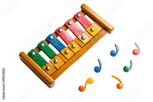 Colorful xylophone with musical notes presents an engaging scene of creativity and sound photo