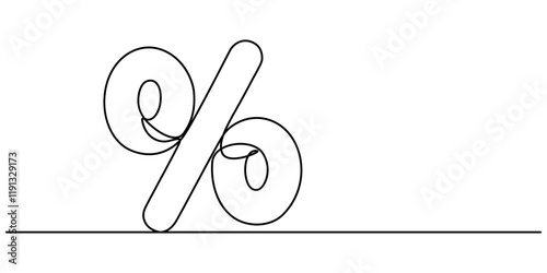 Linear background of percent sign. One continuous line drawing of a percent sign. Vector illustration. Linear percent icon isolated, Continuous one line percent sign. Stock illustration., outline pro.