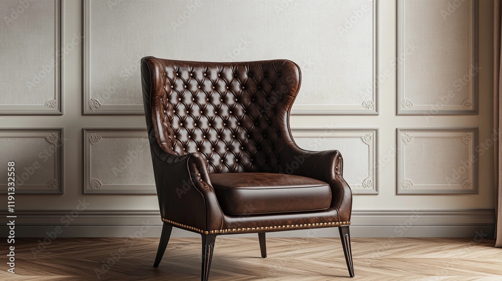 Single armchair beside a smooth wall in a well-lit empty space, neutral colors, simple and sophisticated atmosphere, style book illustration Single armchair beside a smooth wall in a well-lit empty space, neutral colors, simple and sophisticated atmosphere, style book illustration