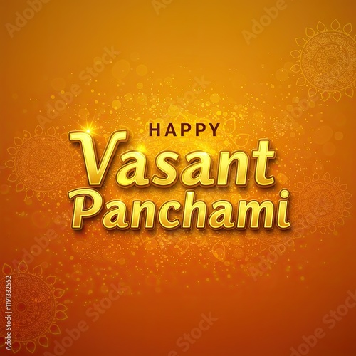 Happy Vasant Panchami Greeting Card and Post. Maa Saraswati Pooja with Text and Sitar Background Design
