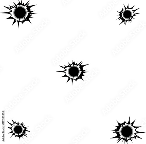 Bullet holes isolated vector illustration. For your design, game ui.
