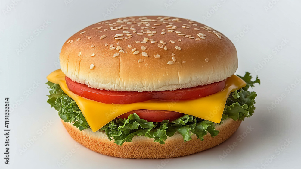 mouth-watering close-up photo of a classic juicy cheeseburger with melted american cheese, lettuce, and tomato on a sesame seed bun for food lovers and fast food enthusiasts mouth-watering close-up photo of a classic juicy cheeseburger with melted american cheese, lettuce, and tomato on a sesame seed bun for food lovers and fast food enthusiasts