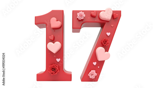 Romantic Number Seventeen: Hearts and Roses photo