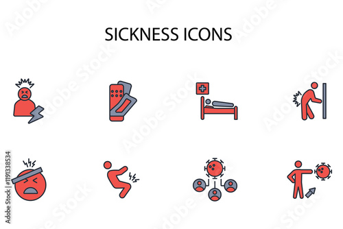 Sickness icon set.vector.Editable stroke.linear style sign for use web design,logo.Symbol illustration.