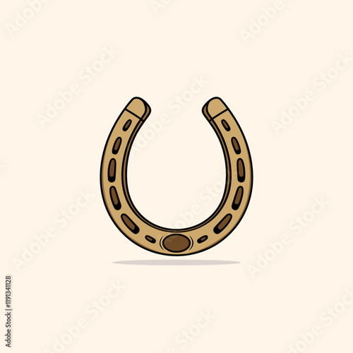 Simple, Cartoon-Style Horseshoe Design for Good Luck