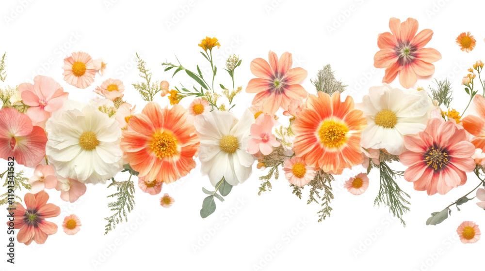 Fototapeta premium Colorful spring flowers transparent background