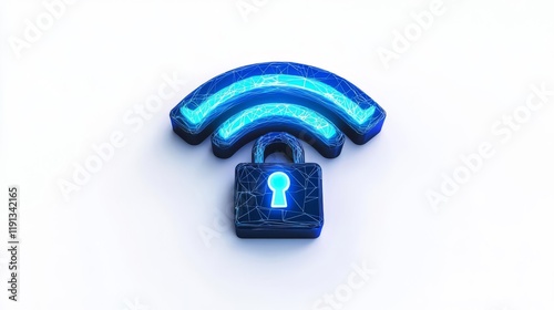 Secure wireless connection symbol with a padlock design. photo