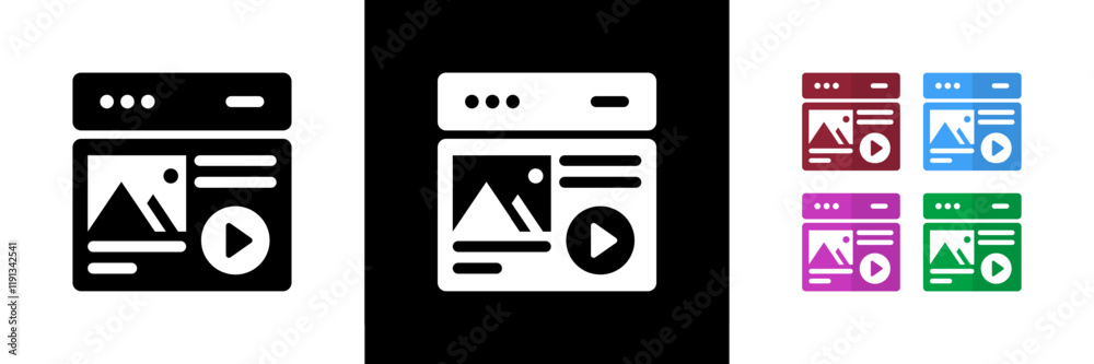 Landing Page Design Icons. Black, White and Colorful Landing Page Design Icons. Black, White and Colorful