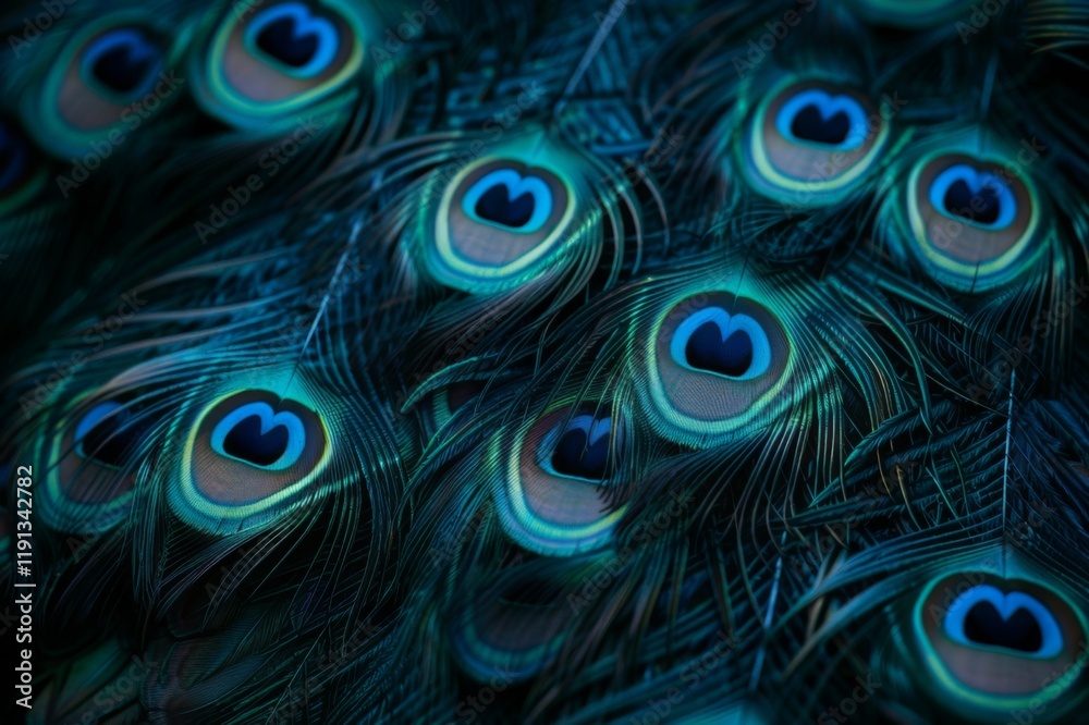 Obraz premium Peacock feather background, close-up view