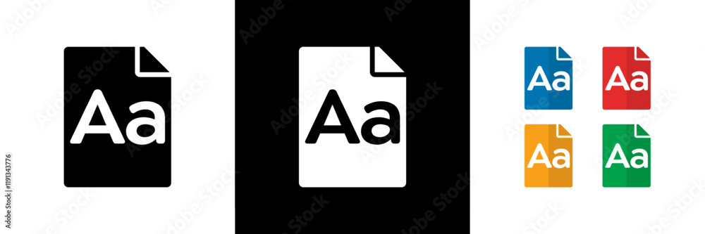 Font File Icons. Black, White and Colorful Font File Icons. Black, White and Colorful