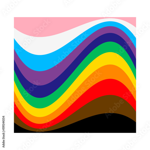 Pride icon. Square with LGBTQ pride flag colours. Colored striped shape for design. Vector illustration isolated on white background.