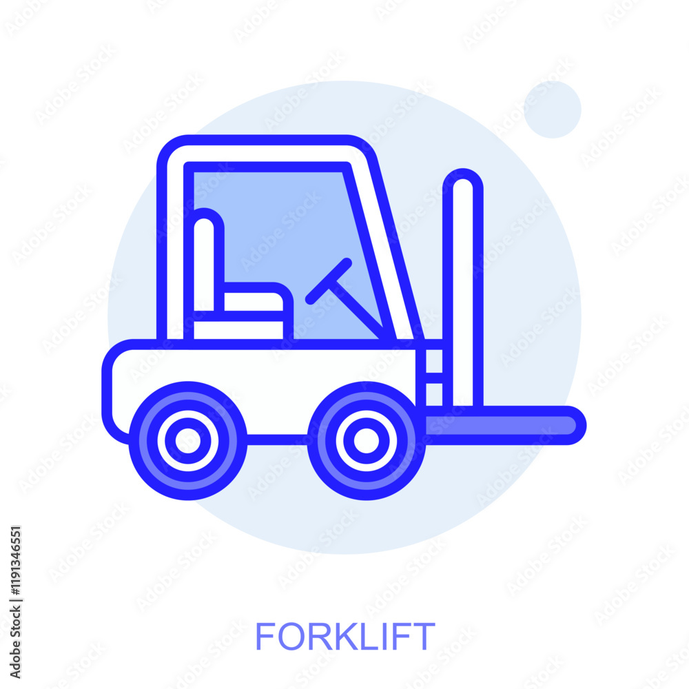 Industrial web icon in line style for web and mobile app. Symbol of a Forklift. Vector illustration Industrial web icon in line style for web and mobile app. Symbol of a Forklift. Vector illustration