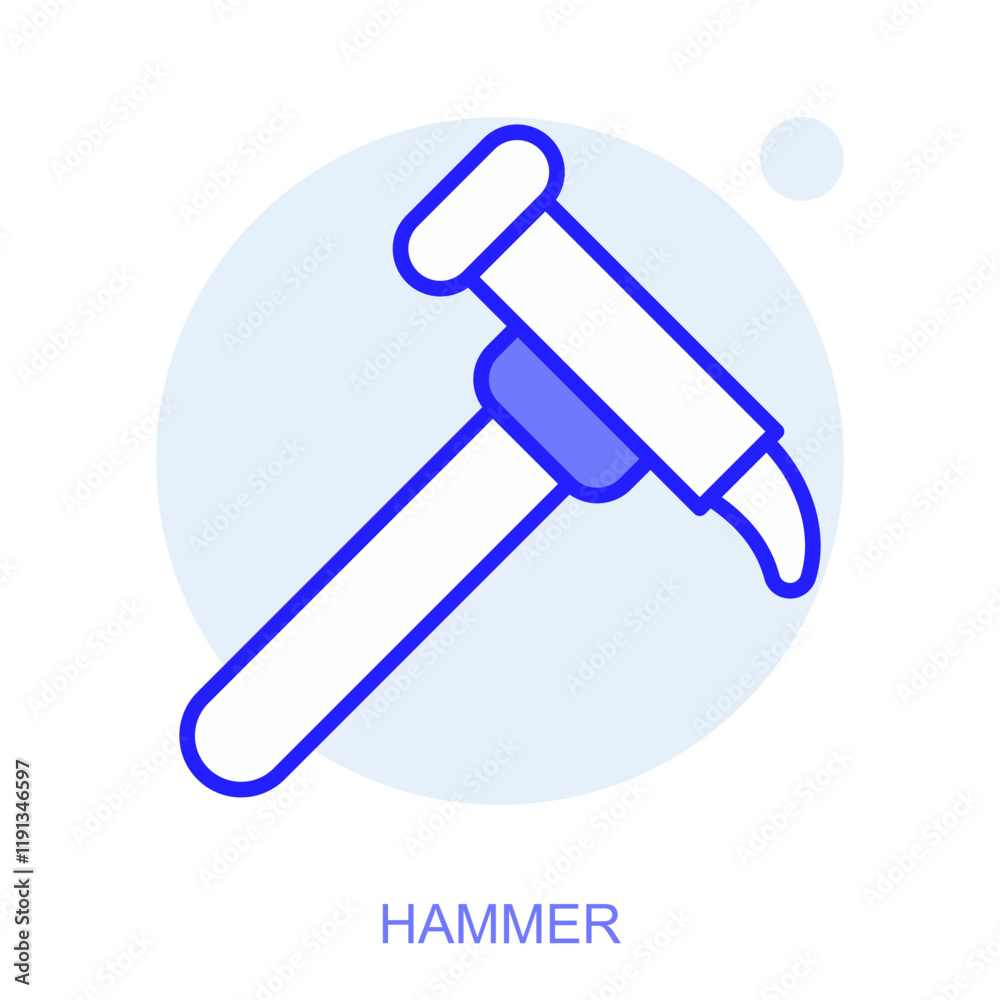 Industrial web icon in line style for web and mobile app. Symbol of a Hammer. Vector illustration Industrial web icon in line style for web and mobile app. Symbol of a Hammer. Vector illustration