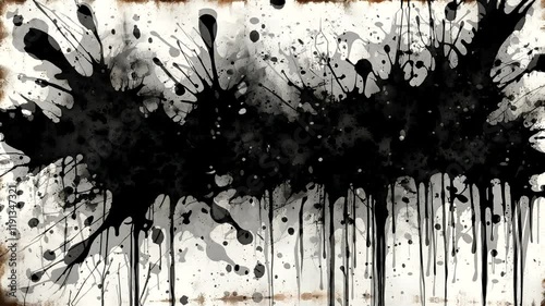 A dynamic splash of black ink on a white background, creating an artistic and abstract effect.