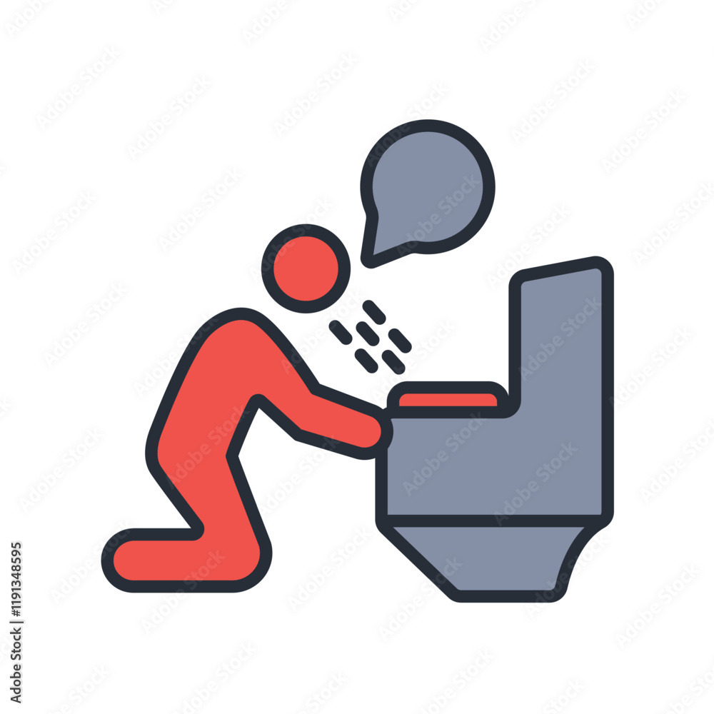 Vomiting icon. vector.Editable stroke.linear style sign for use web design,logo.Symbol illustration. Vomiting icon. vector.Editable stroke.linear style sign for use web design,logo.Symbol illustration.