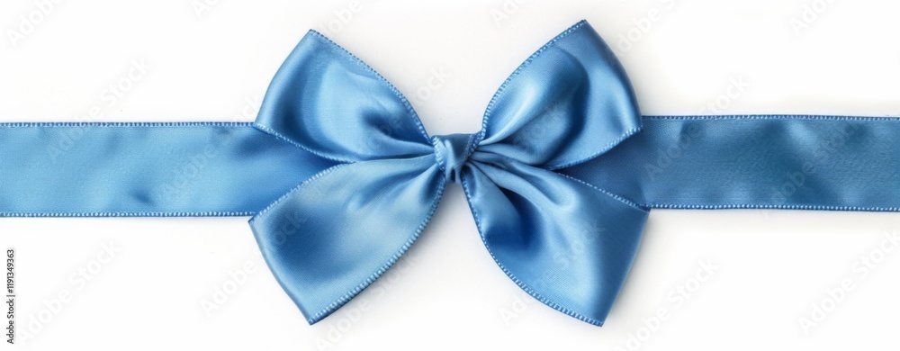 Elegant blue ribbon bow isolated on white background for gifts and decorations Elegant blue ribbon bow isolated on white background for gifts and decorations