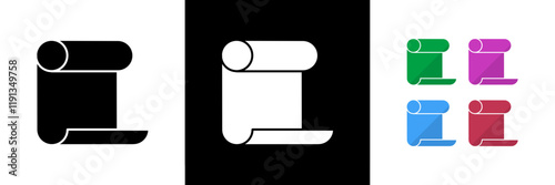 Roll Paper Icons. Black, White and Colorful