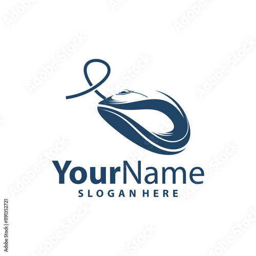 Computer Mouse logo design vector illustration. Mouse logo concept template