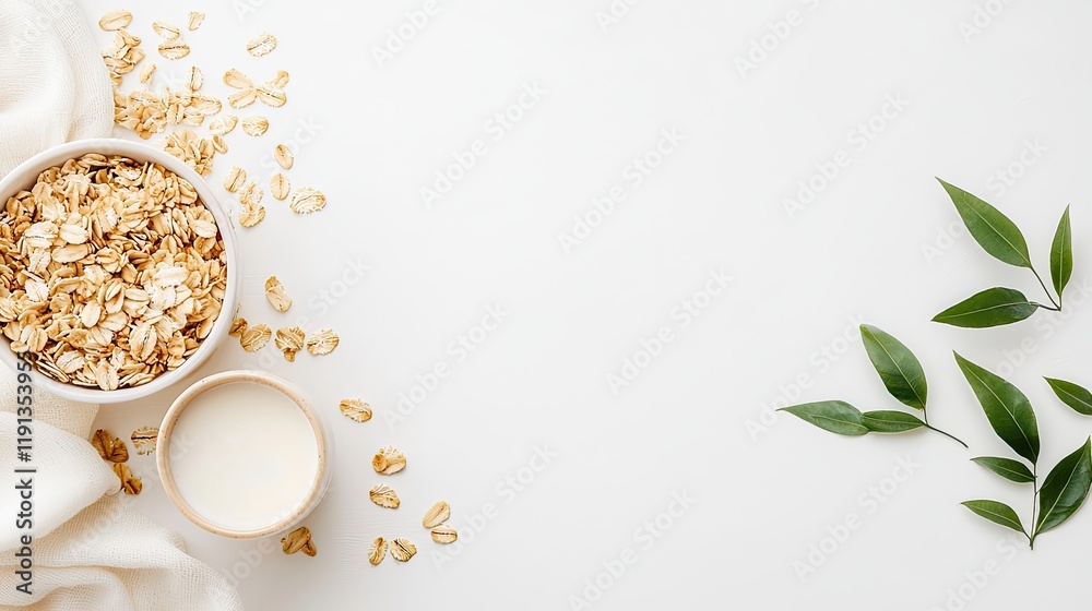 Top-down wellness oatmeal breakfast Top-down wellness oatmeal breakfast