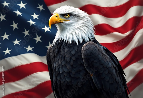 Majestic Bald Eagle: Patriotism and Pride in a Realistic Style photo