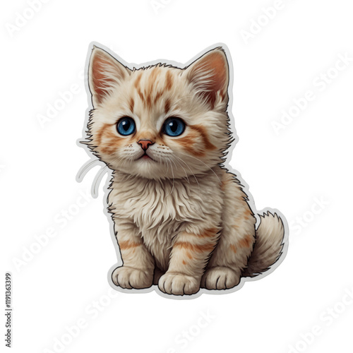 Cute cartoon cat sticker funny illustrations for kids