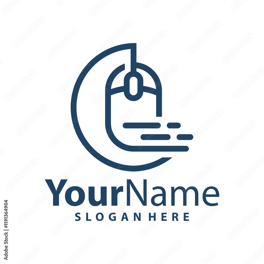 Fototapeta premium Fast Computer Mouse logo design vector illustration. Mouse logo concept template
