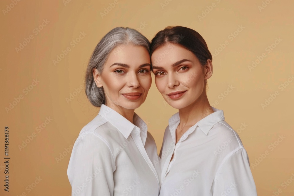 Portrait of a beautiful woman and her mother studio shot, emotional connection family bonding, heartwarming portrait Portrait of a beautiful woman and her mother studio shot, emotional connection family bonding, heartwarming portrait