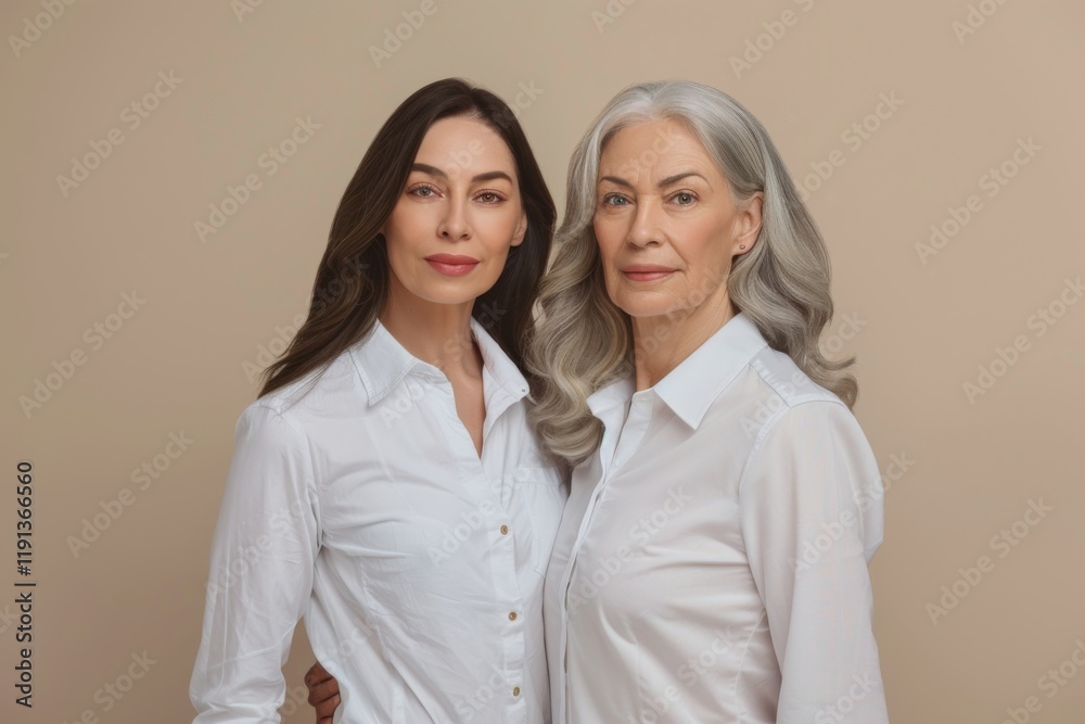 Portrait of a beautiful woman and her mother studio shot, emotional connection family bonding, heartwarming portrait Portrait of a beautiful woman and her mother studio shot, emotional connection family bonding, heartwarming portrait