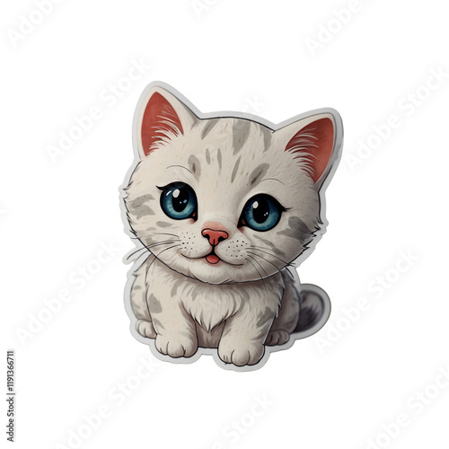 Cute cartoon cat sticker funny illustrations for kids