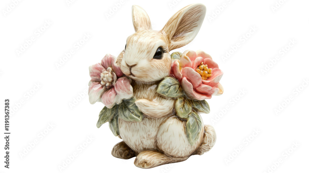 Obraz premium Ceramic Easter bunny figurine transparent background