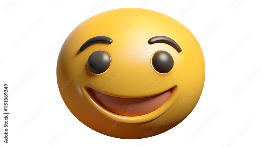 Fototapeta premium Smile emoji with a joyful expression and bright eyes
