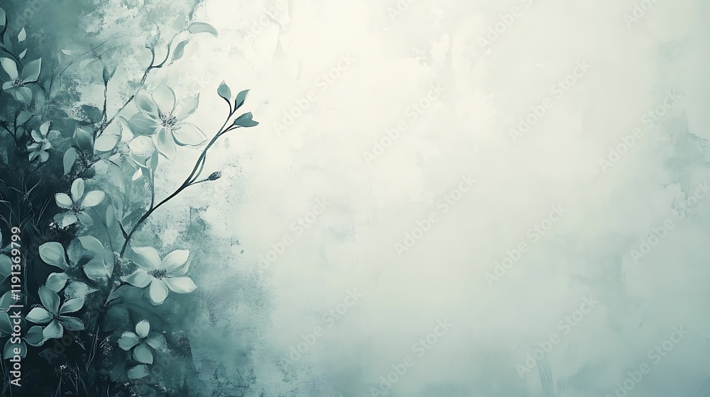 Serene Abstract Painting of Delicate White Flowers