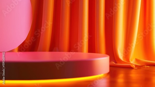 Simple abstract backdrop for showcasing products with orange and yellow display area photo