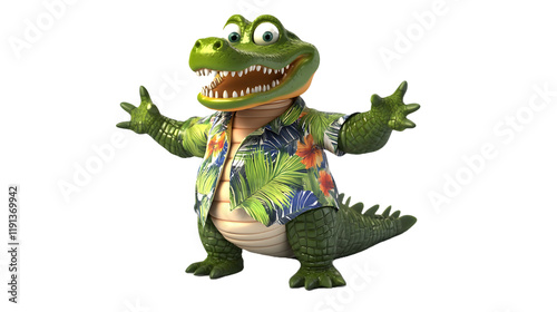 crocodile wearing t shirt 3d