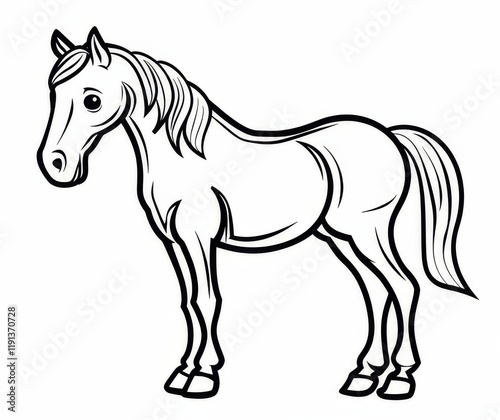 line drawing of a horse minimalist style black and white conceptual illustration photo