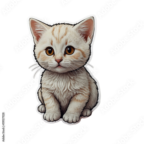Cute cartoon cat sticker funny illustrations for kids