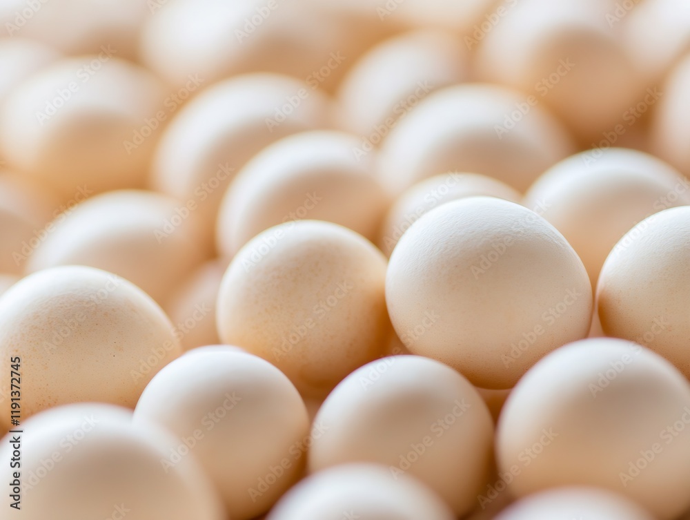 Abstract Close-Up of Smooth White Chicken Eggs Arranged in Rows for Farm Freshness : Generative AI Abstract Close-Up of Smooth White Chicken Eggs Arranged in Rows for Farm Freshness : Generative AI