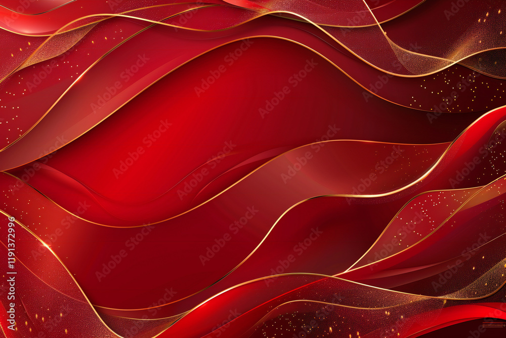 Obraz premium Abstract Red Background with Glowing Waves, Light Trails, and Shimmering Particles for a Digital Fantasy Design