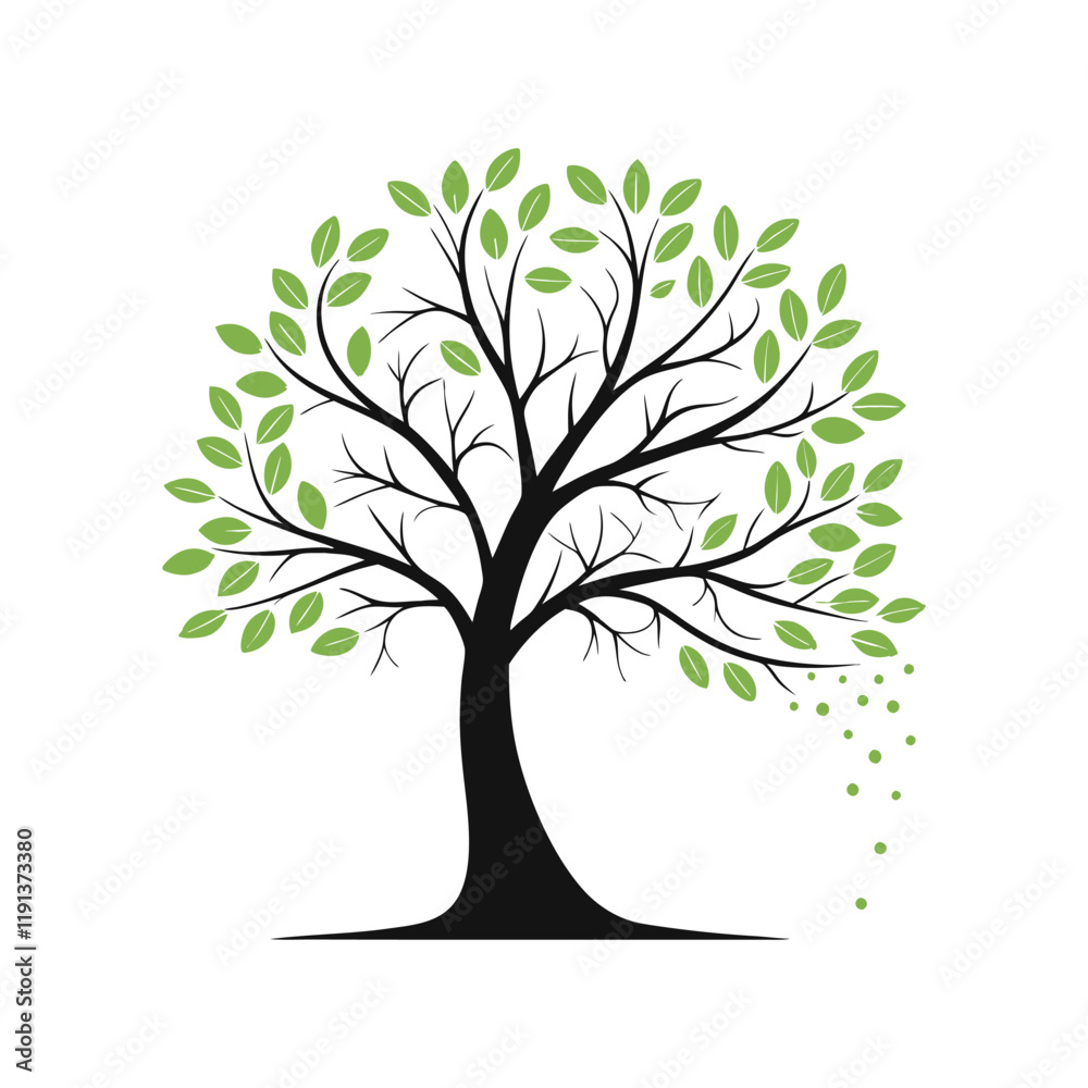 Obraz premium Colorful Tree Vector Design with Customizable Features and Transparent Background