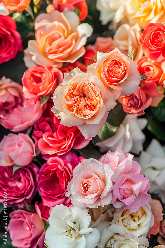 Vibrant Blooming JQ Roses: An Enchanting Display of Colors, Shadows, and Shimmering Dew Drops Vibrant Blooming JQ Roses: An Enchanting Display of Colors, Shadows, and Shimmering Dew Drops
